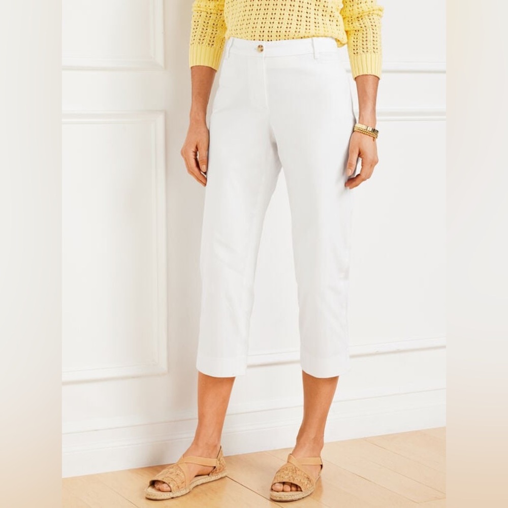Talbots Perfect Skimmer Summer Vacation Capri Pants White Size 8P Petite